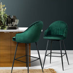 Artiss 2x Bar Stools Velvet Swivel Metal Legs Green BA-K-9969-GNX2