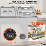 VEVOR Commercial Electric Food Warmer 4-Pan Countertop Buffet 15.5L Bain Marie V952-SYSPBWQPTK21BEO5GV3
