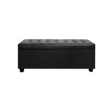 Artiss Storage Ottoman Blanket Box 97cm Leather Black OTM-L2-BK