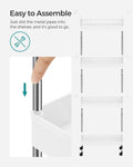 SONGMICS 4-Tier Slide Out Slim Rolling Storage Cart White V227-8498402100001