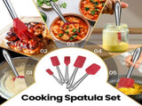 Gourmet Easy 5pcs Silicone Spatula Set, Heat Resistant with Stainless Steel Handle V1376-UTEN5RED