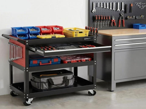 Giantz Tool Trolley Cart Rolling Cabinet with Drawer Workshop Garage Storage TB-CART-DW-BK