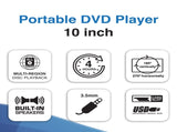 Laser 10 Portable DVD Player with Anti-Skip Technology V1031-DVD-PT-10D