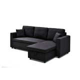 Multifunctional Sofa Bed Fabric Upholstery Chaise Section Comfy Cushions Armrests V43-SOF-SWK-BL