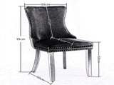 8x Velvet Upholstered Dining Chairs Tufted Wingback Side Chair with Studs Trim Solid Wood Legs for V226-SW8809BG-4