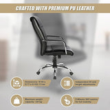 PU Leather Office Chair Ergonomic Executive Swivel Desk Chair with Padded Seat in Black V63-774965
