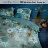 Bedding House Lou Blue Green Cotton Floral Quilt Cover Set King V442-HIN-QUILTCS-LOU-BLUEGREEN-KI