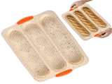 3-Slot French Bread Pan - Non Stick Silicone Baguette Mold for Hoagie, Sub Roll & Hot Dog Buns V1189-WXFWAL-20260319-00456