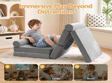 Keezi 12PCS Modular Kids Sofa Play Couch Foam Set with Removable Washable Cover Grey Playroom KID-SOFA-COMP-GY
