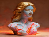 Blazing Maiden Figurine LED Lamp Artistic Resin Sculpture with Crackled Light Effect, Elegant V1107-CS-CYSVBJL