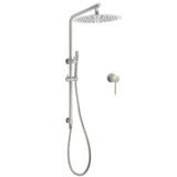 WELS Brushed Nickel Dual Shower Set Sliding Rail Arm Large 12" Round Head Handheld Small Face Mixer V1233-S4902BNSS019CBNKSR112NKRD201N60