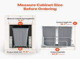 Pull-Out Trash Can, 27 QT x2 Double Under Mount Kitchen Waste Container, Heavy Duty Garbage V952-CFLJTDTHSST5PSCNSV0