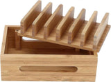 Bamboo Charging Station for Multiple Devices, Wood Organizer Dock V1263-JX-4995