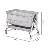 3-in-1 Grey Baby Bassinet Bedside Crib with Adjustable Height, Mosquito Net & Storage Basket V178-59241