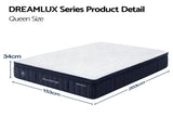 RoomSense Queen Mattress, 34cm Thick Medium Firm Hybrid Mattress for Back Pain Relief, Tencel XFKF-MA-1666-34-Q