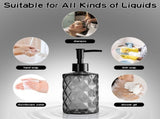 2 Piece Soap Glass, 330ml Soap Black with Pump, Refillable Pump Soap V1366-AZ2-W-18223