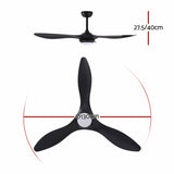 Devanti 52'' Ceiling Fan DC Motor w/Light w/Remote - Black CF-B-52-310B-BK