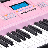 Karrera 61-Key Electronic Keyboard Piano Music with Stand - Pink EKB-CHJ-61-PK