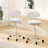 Artiss 2x Salon Stool Swivel Chair Backrest White SALON-B-4128-WHX2