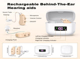 Rechargeable Behind-the-Ear Hearing Aids with Charging Case & LCD Display Compact Sound Amplifier V1107-CS-BCFS802