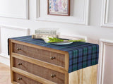 Linen Table Runner 72 Inches Long - 100% Pure Linen Blackwatch Blue and Green Plaid Table Runner 14 V1192-AZ-W-9698