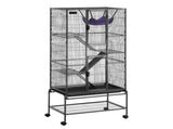69" Metal Small Animal Cage 4-Tier Rolling Ferret Cage with Tray 3 Ramps V952-JSXDL301869I2SROXV0