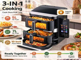 Devanti 12L Air Fryer Dual Basket Stacked 10 Inch Pizza Maker 2800W Touch Black AF-K-H-22L-BK