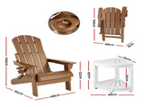 Gardeon Outdoor Table and Chairs HDPE Folding Adirondack Beach Chair Patio Furniture FF-BEACH-3HEFD-BR