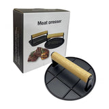 Masher Humburger 6.3in Round With Heat Wood Handle Metal Grill For BBQ Humburger Meat Steak V1369-AZ3-W-19900