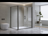 150mm Adjustable Single Door Corner Sliding Glass Shower Screen in Black V63-846851