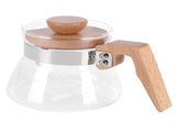 400ml Teapot Glass Coffee Maker Pot Water Kettle with Wood Handle Kitchen Accessory V1294-YM0721-3118210053111