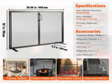 Fireplace Screen 1 Panel with Door, Sturdy Iron Mesh Fireplace Screen, 990MM Spark Guard V952-BLMHSJY3545I44JO4V0