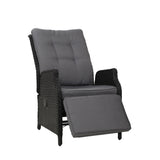 Gardeon Recliner Chairs Sun lounge Wicker Lounger Outdoor Furniture Patio Adjustable Black ODF-RCL-RW-FT-BK