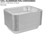 120x Aluminium Disposable Foil Food Container Trays Pans Baking Roast Bulk 22x15.5x5cm V563-AF2215-5-24PK