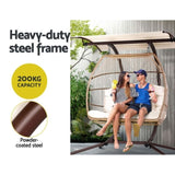 Gardeon Outdoor Egg Swing Chair Wicker Furniture Pod Stand Canopy 2 Seater Latte HM-EGG-FOLD-D-CR