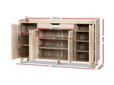 Artiss Shoe Rack Cabinet 26 Pairs Adjustable Pine Cissy FURNI-O-SHOE-120-WD-AB