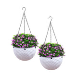 SOGA 2X White Medium Hanging Resin Flower Pot Self Watering Basket Planter Outdoor Garden Decor HANGPOT12WHTX2