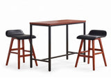 Artiss 3Pcs Bar Table and Stools Set Dining Desk Kitchen Chairs Cafe Pub Wood BA-TAB-SET-077-BK