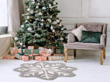 Gray Christmas Decor Snowflake Bathroom Rug, Gray Snowflake Welcome Mat Non Slip Round Shaped V1370-AZ4-19794