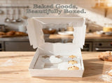 20PCS White Cake Boxes with Clear Window, 10" x 10" x 5", Multi-Hole Holder for Stable Cupcakes, V1192-AZ-W-18471