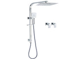 WELS 2 in 1 Square Shower Head Set 10" Rain Handheld Sliding Rail Arm Wall Double Taps V1233-C7121SHS002M4CSS1001CPF0272A