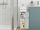 Storage Cabinet for Small Spaces, Over the Toilet Cabinet for Skinny Bathroom Storage Corner Floor V1369-AZ3-W-12718
