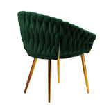 SERENIT Emerald Green Modern Velvet Dining Chairs, Upholstered Living Room Chair with Woven Back V255-SE-GP1801-DC-EGREEN