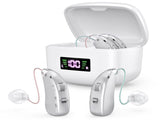Rechargeable Behind-the-Ear Hearing Aids with Charging Case & LCD Display Compact Sound Amplifier V1107-CS-BCYS802