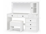 Levede Dressing Table Vanity Desk with LED Mirror 5 Drawers Charging White VM1037-AU