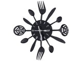 Black Kitchen Wall Clock Removable Modern Cutlery Kitchen Spoon Fork Wall Clock Home Decoration V1294-YM0523-3115210218311