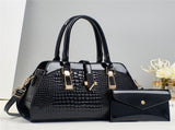 Blue Women'S Handbag Croc-Embossed Handbag Patent Leather Handbag Women'S - Khaki - Size 29-13-21 V1347-945-63062-KHK-29-13-21