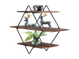 3-Tier Rustic Floating Wall Shelves Wood Display Books V178-66786