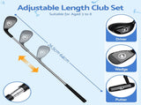 Keezi Kids Golf Toy Set with 20 Balls & 3 Adjustable Clubs, Foot Pedal Ball Launcher Portable KGS-B-BL