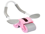 Pink Multifunctional Abdominal Roller with Automatic Rebound - Core Strength Trainer with Extra-Wide V888-ELOSUNG42464